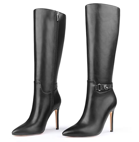 MERUMOTE Stiletto Knee High Boots Women Sexy Pointed Toe Zipper High Heels Boots