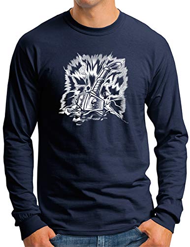 T-shirt manches longues homme bleu marine style Valhalla Thor Hammer pour l'automne