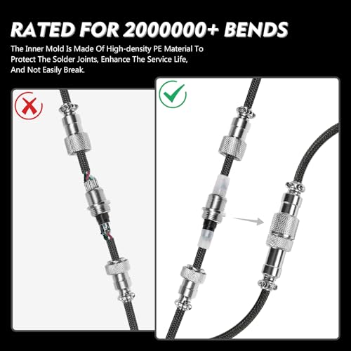 MAMBASNAKE C01Pro Zwijany Kabel USB C do Klawiatury Mechanicznej, Pleciony ze Metal Aviation Connector, Custom Spiralny, Typu C na USB A - Czarny