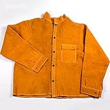Schweißer Jacke, Schweißer Mantel Aus Rindsleder, Lange Ärmel Mantel Arbeitskleidung Für Herren Damen, Schwere Workshop Anti-Flamme Hitzebeständige Schutzschürze, Für Schmied,Gelb,3XL