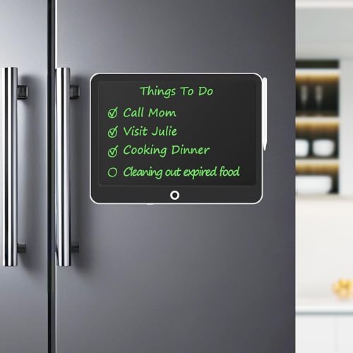 Magnetic Whiteboard for Fridge, LCD Digital Reusable Grocery List Magnet Pad, Magnetic to Do List Notepads for Refrigerator - Includes Fine-tip Stylus Pen & Instant Erase, 12 Inches (Green)