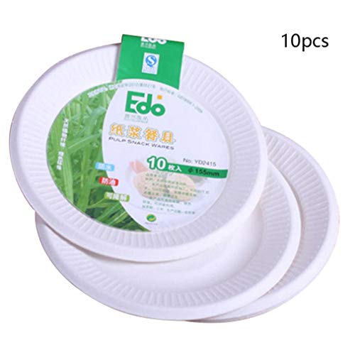 Kinshops Environmentally Friendly Degradable Disposable Paper Tray Oil And Water Resistant Not Leak Or Deform Clean Safe 10 Pcs S 15.5CM