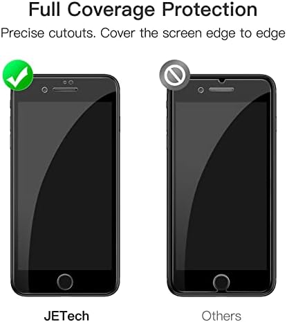 JETech Full Coverage Screen Protector for iPhone SE 3 (2022)/SE 2 (2020)/8/7 4.7-Inch, Black Edge Tempered Glass Film with Easy Installation Tool, Case-Friendly, HD Clear, 3-Pack (Black)