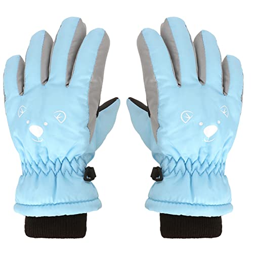 Uposao Kinder Skihandschuhe,Snowboard Handschuhe Schneehandschuhe wasserdichte Winter Verdickt Fahrradhandschuhe Warm Fleece Sport Outdoor Handschuhe für Jungen Mädchen 3-6 Jahre,Hellblau