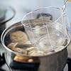 PRETYZOOM Stainless Steel Frying Basket 10.23X6.10X4.72In Deep Wire Mesh Strainer Spoon with Foldable Handle for Kitchen Cooking Pasta Noodles and Food Straining