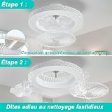 Ventilatore da Soffitto con Luce Moderno 48cm Bianco, 6 Velocità e Reversibili Ventilatori Silenziosi, 40W Regolabile 3 Temperature, Ventaglio con Lampada e Telecomando Timer, Camera da Letto Cucina - 7