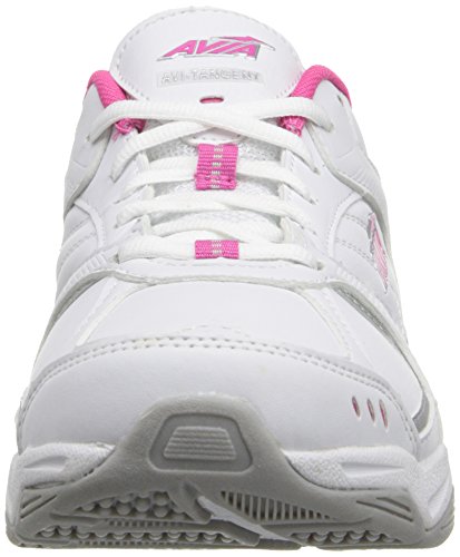 AVIA Tênis de Treino Avi-Tangent Feminino, Branco/Rosa Scorch/Cromado Prata, 9.5