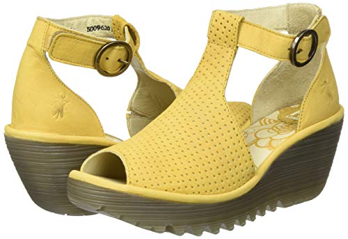 Fly London Womens Yall Cupido Cut Out Peep Toe Perforated Wedge Heels - Bumblebee - Us8/Eu39 #TOP6