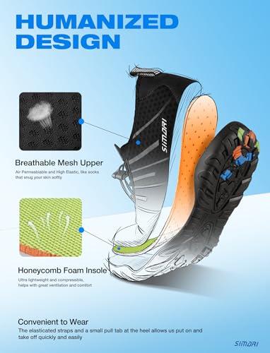Simari WPR002-208 BLACK 42 Water Shoes For Women Men Barefoot Breathable Quick-Dry Aqua Sports Beach River Hiking Athletic Swim Surf Pool Diving Camping Must Haves Outdoor Gear thumb #3