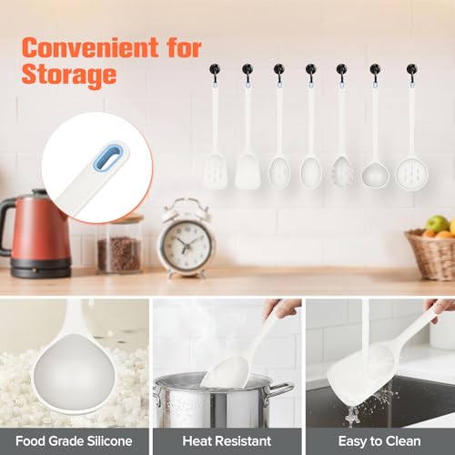 TesQita Large Silicone Utensils Set of 7 for Cooking, BPA Free (White) by TesQita - Used condition - Image 5