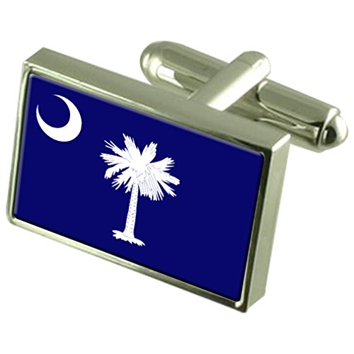 Gemelos Bandera Carolina del Sur de Plata esterlina accesorio formal para puños