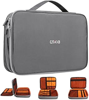 Gocokia Double layer Travel Electronic Accessories Organizer, Large Capacity Storage Handbag Cable Organizer Bag Waterproof Carry Pouch for 11.6 Laptop,Tablet,SD Card,Hard Drives, Power