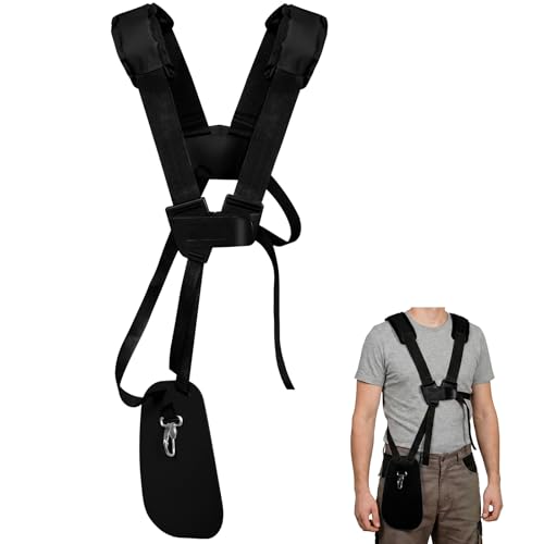 vsshe Strimmer Harness Universal Double Breasted Shoulder Harness Brushcutter Strap Professional Trimmer Harness Straps Padded with Adjustable Nylon Belt for Brush Cutter Trimmer Gardening