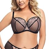 Gorsenia Dame Soft BH Schalen Stickerei Klassisch Geblümt Elegant K644 Capri, Schwarz,65I