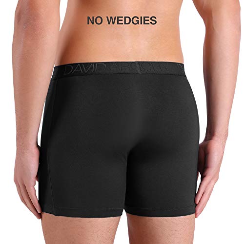 David Archy Men's Underwear Breathable Boxer Briefs Bamboo Rayon Super Soft Trunks With Fly In 4 Pack (M, Black - 5.5" In 4 Pack) #TOP3