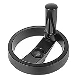 YXQ 4.9 inch 2 Spoke Hand Wheel with Folding Revolving Handle Black for Milling Machine, 12mm Center Bore Diameter