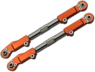 Aluminum+Stainless Steel Front Upper Arm Tie Rod for Traxxas 1/8 4WD Sledge Monster Truck 95076-4 - 2Pc Set Orange