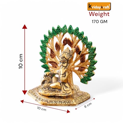 Image of KridayKraft Elegant Matki Krishna Murti - Divine Matki Krishna Idol for Home & Office Decor, Intricately Designed Pooja Statue & Spiritual Showpiece for Living Room, Bedroom, Temple (Golden)