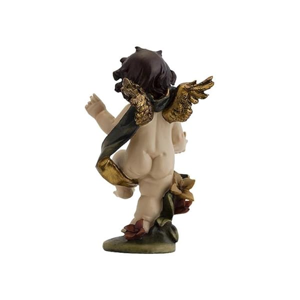 DRW Set de 4 angelitos de Colores de pie con Flores 15 cm de Alto