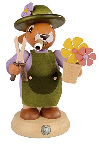 Rudolphs Schatzkiste Räucherfigur Räucherhase Gärtner farbig groß (BxH):14x18cm NEU Osterdeko Osterhasenfigur Ostern Korb Osterei Frühling Erzgebirge Seiffen Hase Blumen