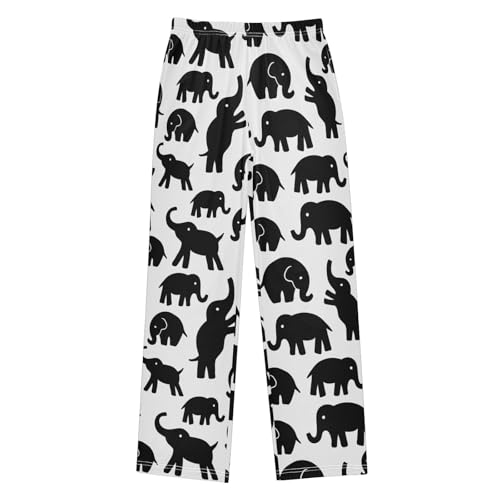 Boys' Pants Black Elephant Pattern Long Bottoms Jogger Pants Elastic Waist Trousers with Pockets S-XL