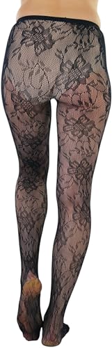 Image of ToBeInStyle Women's Elegant Floral Lace Inspired Spandex Net Full Length Tights