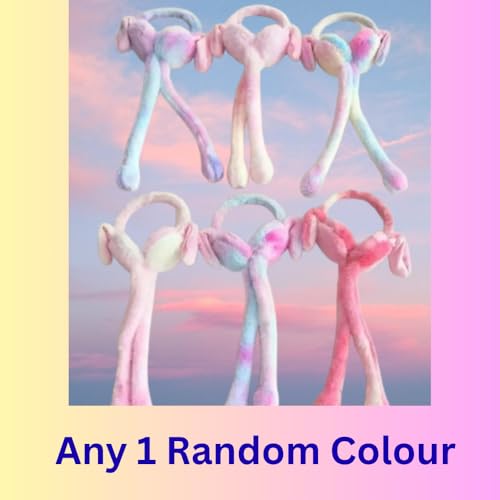 Image of Trending Kids Winter Ear Muffs Rainbow Unicorn Rabbit Moving Ear Bunny Warmers with Chu Chu Sound Soft Plush Head Band