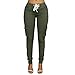 Produktbild LAEMILIA Damen Stretch Beiläufig Skinny Hose Freizeithose in Khaki, Grün,Weiß (EU 36, Grün)