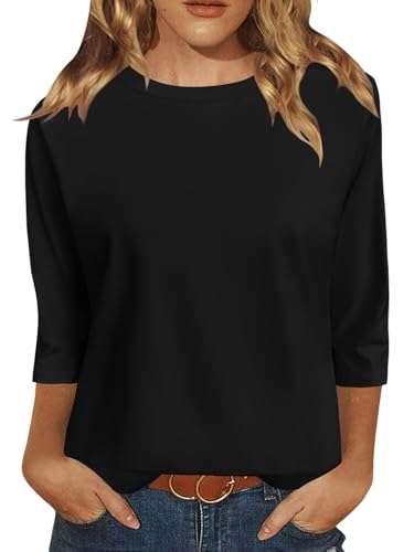 JomeDesign 3/4 Length Sleeve Womens Tops Sun Shirts UPF50+ Tunic Blouses Breathable Crew Neck Loose Fit Tshirts Outdoor