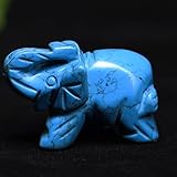 Adornos de elefante de cuarzo rosa de cristal Natural, amatista, obsidiana, animales, artesanías de piedra, decoración pequeña for el hogar, 1 ud. ( Color : Blue Stone , Size : 1pc length 1.49*-1.65in