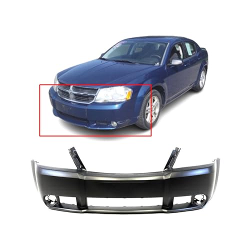 Image of FitParts Compatible with Dodge Avenger 2008-2010 Front Bumper Cover | Primed, With Fog Light Holes, Sedan, Ready to Paint, OEM 68004697AA, CH1000918