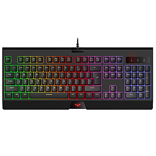 Havit Rainbow Backlit Wired Gaming Keyboard 104 Keys Gaming Keyboards LED USB Ergonomic Keyboard for PC Windows Gamers
