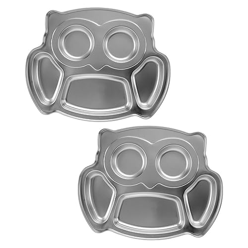 MAGICLULU 2 Piezas Platos Divisores Infantiles Cena Platos De Camping Comida Pequeño Platos Para Alimentación 4 Plato De Servir Dividido Cubiertos De Bebe Lámina Acero Inoxidable