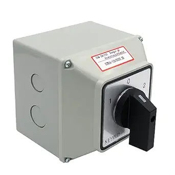 Keymoo 125A Rotary Changeover Switch with Master Switch Exterior Box, 660V 3 Position 2 Phase 8 Terminals, Universal Selector Switch Enclosure Box IP65 125/D202.2D