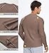 JMIERR Men's Long Sleeve Thermal Fleece Shirts Fall Fashion 2025 Crew Neck Casual Basic T-Shirts Top Warm Undershirts Sweater, 2XL, Brown