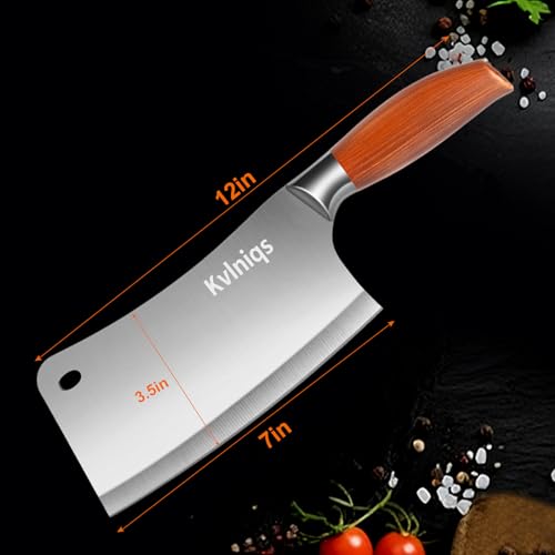 7-inch Butcher Knife Meat Cleaver, Heavy Duty Bone Chopper, Multipurpose Kitchen Chef Knife Chopping Bone, Professional Grade High Carbon Stainless Steel Blade with Full Tang Ergonomic Non-Slip Handle - Image 6