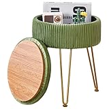 Wimarsbon Velvet Foot Rest Stool Multipurpose Dressing Stools Upholstered Round Storage Ottoman Modern Soft Vanity Chair with Memory Foam Seat Green