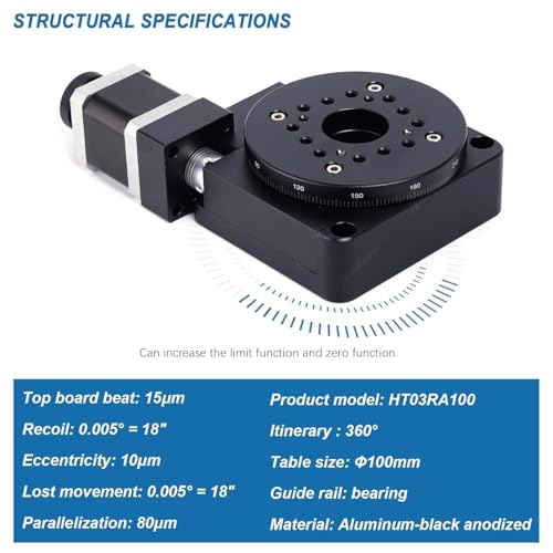 rotating platform tbvechi ht03ra100 precision electric rotating machine optical rotating platform motorized rotation stage 100mm bearing scale ht03ra100