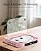 ENVYCLOUD CD Player Portable with Dual Stereo Speakers, Rechargeable Portable CD Player with Bluetooth for Home with Headphones, Support CD/AUX/USB,Pink