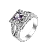 Beydodo Kein-Metall-Stempel (Mode nur) chapado en plata cuadrada purpura Cubic Zirconia