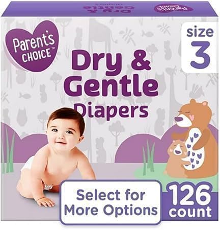Generic ~ Dry & Gentle Diapers, White, Size 3, (126 Count).