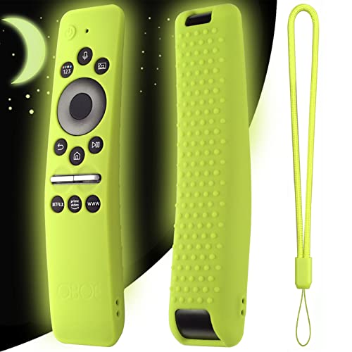 Image of Oboe Silicone TV Remote Cover Compatible with Samsung Smart TV BN59-01312A QLED 8K 4K - Protective Case with Loop (Glow in Dark Green) [Remote NOT Included]