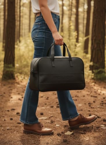 Image of Police 40L Duffle Bag for Travel | Stylish Vegan Leather for Travel | Compact and Comfortable for Travelling | Hand Duffel Bag |Gym Duffle Bag | Suitable for Unisex (Black)