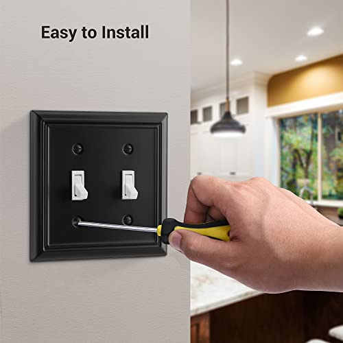 Dewenwils Decorative Light Switch Cover, Metal Toggle Light Switch Wall Plate, 2-Pack #TOP2