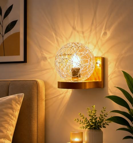 Image of Home Decor Wall Lights Glass Lamp Shade with Premium Finish & E27 Bulb Holder for Living Room, Bedroom, Balcony, Kitchen, Cafes | Decorative Night Lamps Fixtures | Elegant Wall Hanging Lights