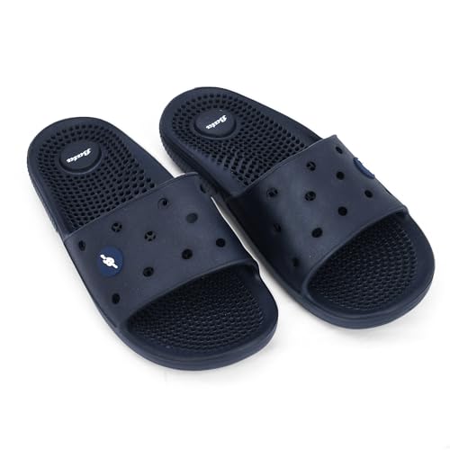 Image of Bata Men's Massage Slippers, Grey, Textured Footbed, Perforated Design