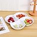 Hemoton Porcelain Divided Serving Tray, White Appetizer Tray Platter for Chips and Dip, 4 Compartments Decorative Fruit Veggie Candy Snacks Dishes, 10.3