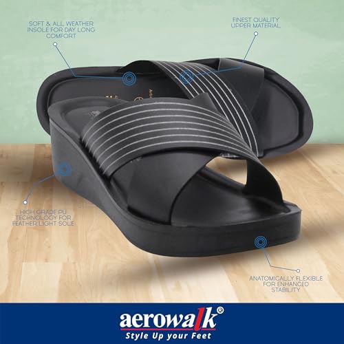 Image of AEROWALK Stylish Fashion Sandal for Women | Comfortable| Lightweight | Anti Skid | Casual Office Footwear (AT28)