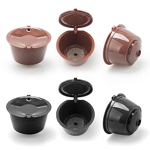 6 Pcs Reusable Coffee Capsule for Dolce Gusto Coffee Machine, BENFUCHEN Refillable Coffee Capsules Pods Reusable Coffee Filter for DolceGusto Mini Me/Piccolo, 3 Brown+3 Black 6 Pcs Reusable Coffee Capsule for Dolce Gusto Coffee Machine, BENFUCHEN Refillable Coffee Capsules Pods Reusable Coffee Filter for DolceGusto Mini Me/Piccolo, 3 Brown+3 Black