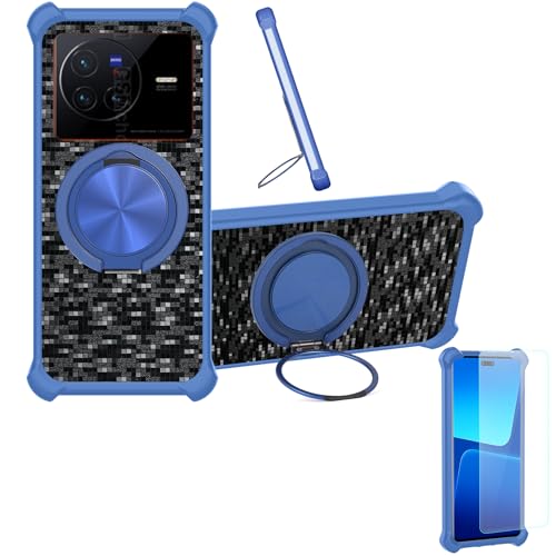�Ή� Vivo X80 Pro Dimensity 9000 �P�[�X Phone Case [1�� 9H+�d�x���� �K���X�t�B����][360°��]���X�^���h�A�}�O�l�b�g��]CX-13-LAN